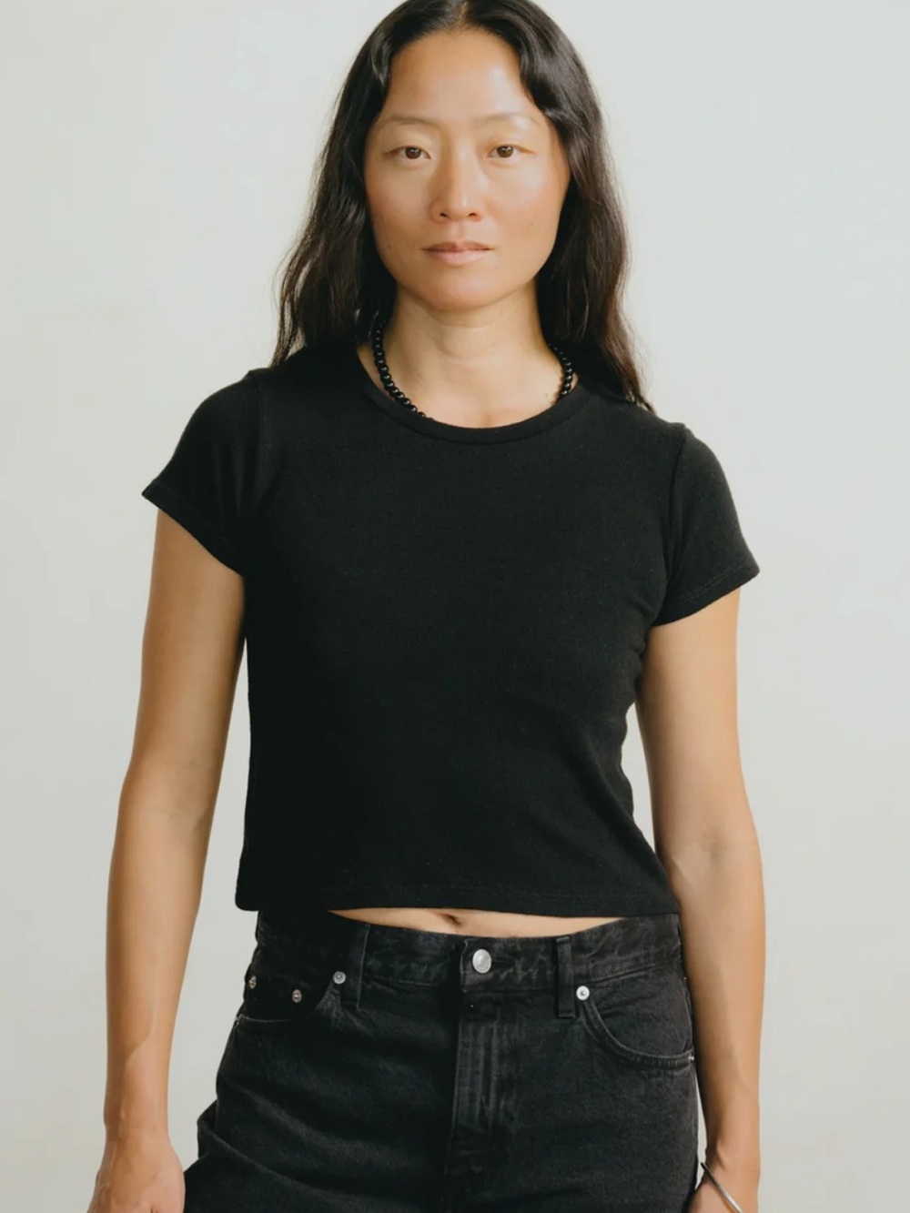 Ozma Lou Tee, Regen Silk Noil Jersey, Black